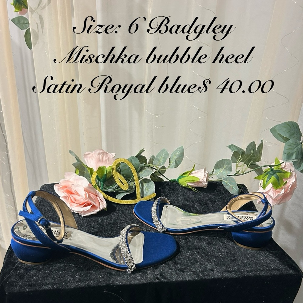 Badgley Mischka Blue Satin Heels with Rhinestones